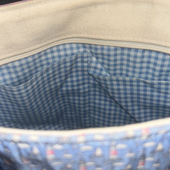 Vineyard Vines Canvas Fabric Whale Sailboat Palm Tree Golf Printed Tote Bag - Picture 12 of 14